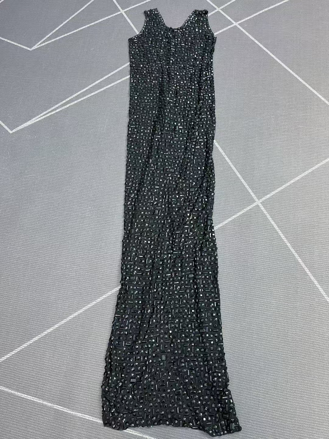 CELESINYI Geshebei Crystal Bead Tank Dress