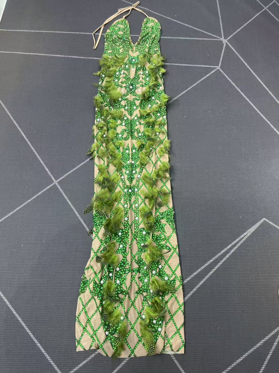 CELESINYI Kongquewang Crystal Peacock Gown