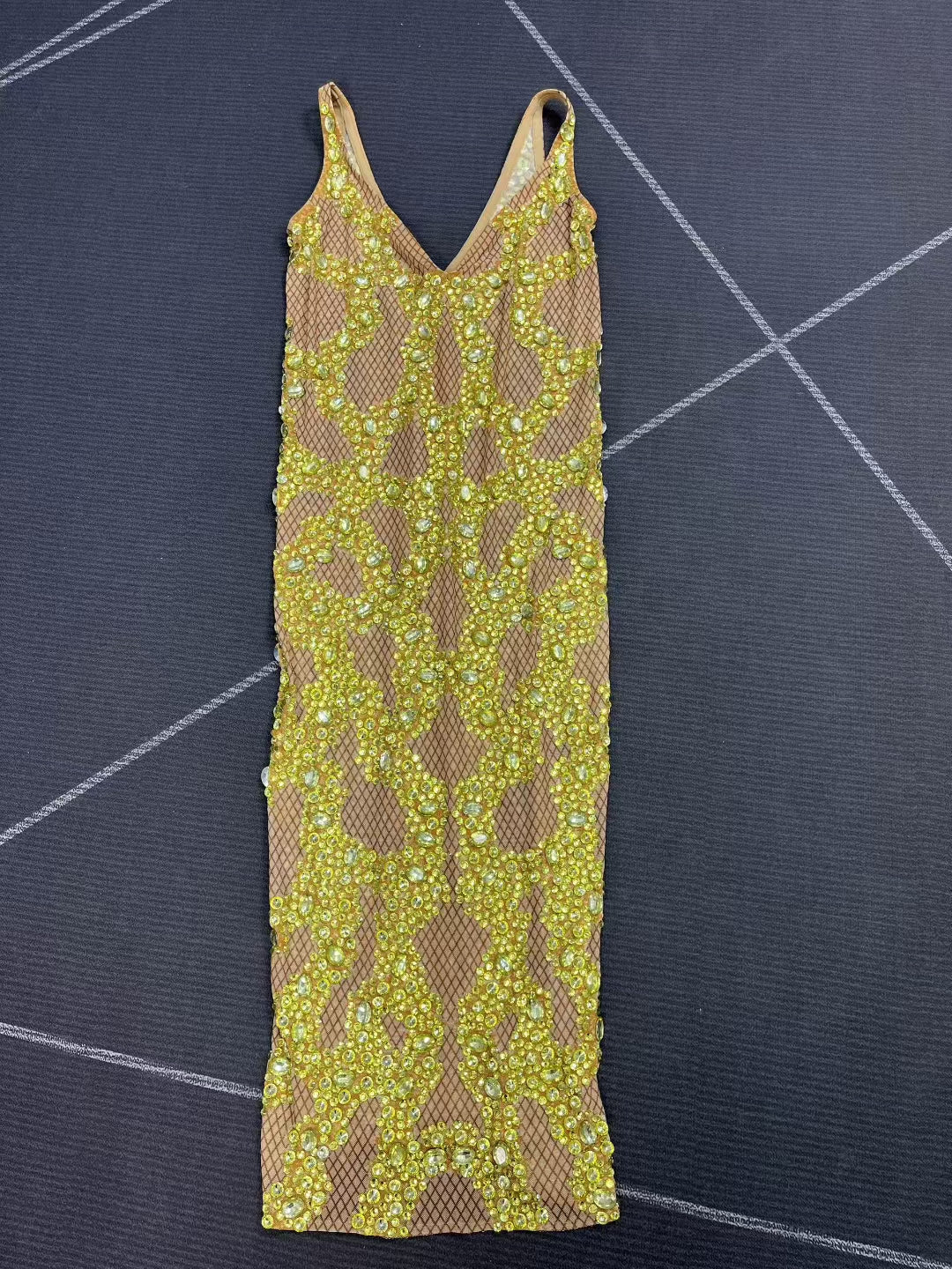 CELESINYI Jinkela Crystal Vine Midi Dress