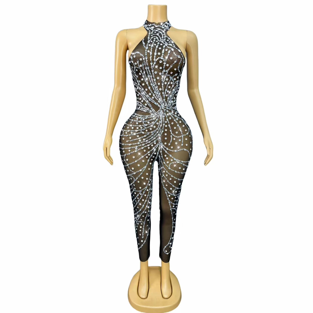 CELESINYI Heidieyi Crystal Butterfly Jumpsuit