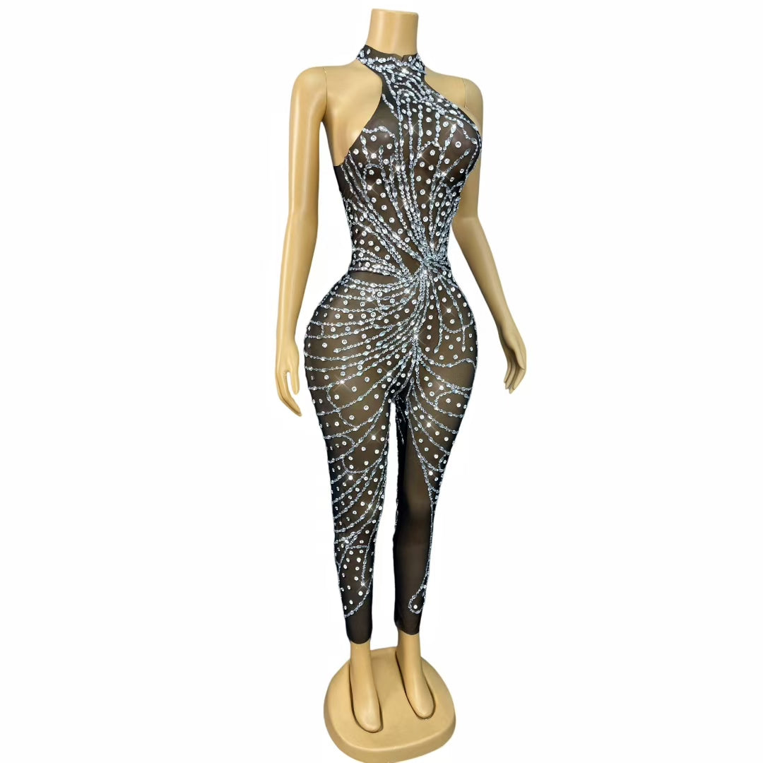 CELESINYI Heidieyi Crystal Butterfly Jumpsuit