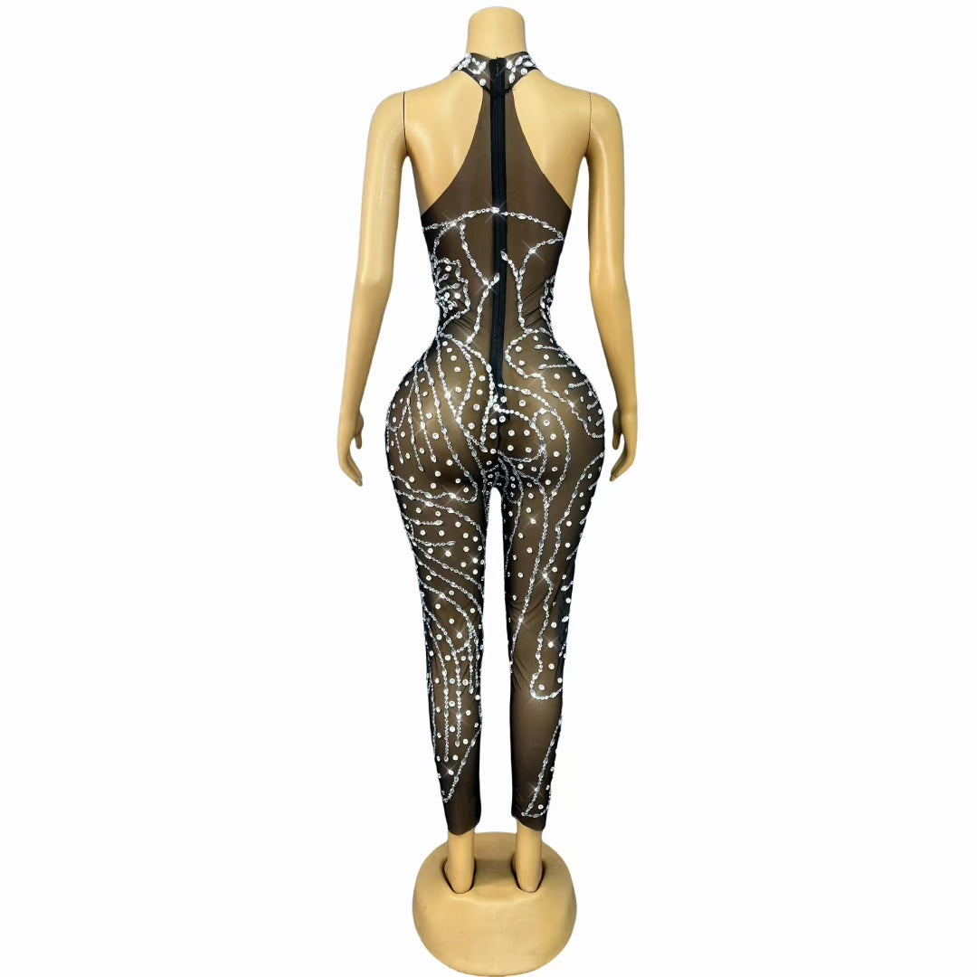 CELESINYI Heidieyi Crystal Butterfly Jumpsuit