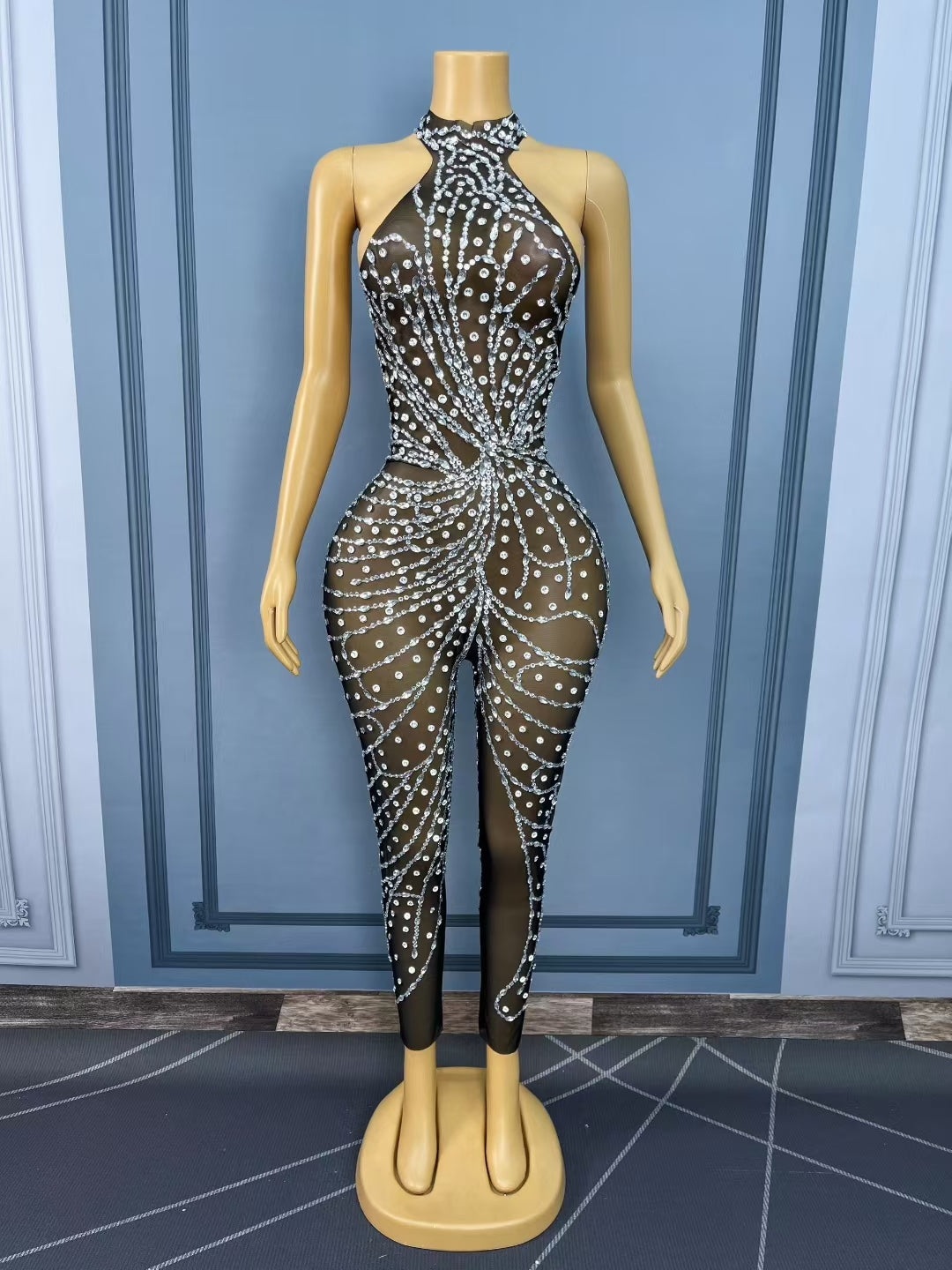 CELESINYI Heidieyi Crystal Butterfly Jumpsuit