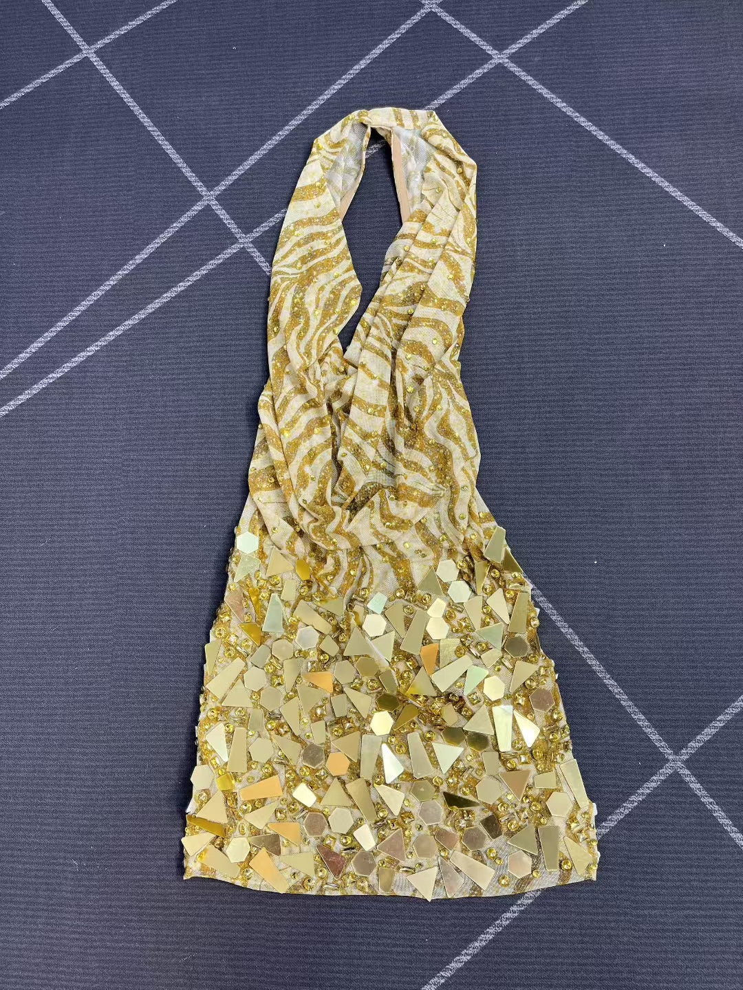 CELESINYI Jinsui Crystal Zebra Mini Dress