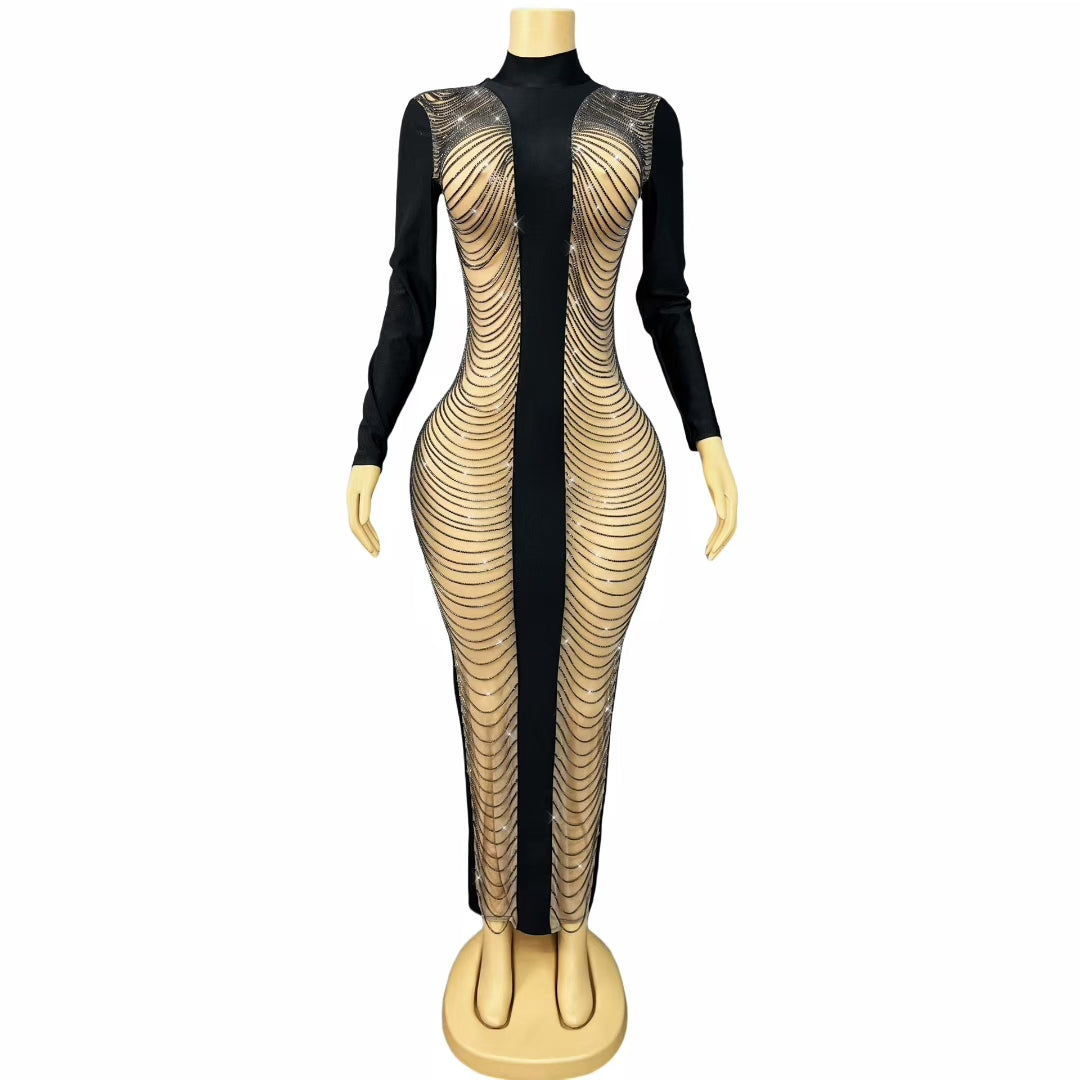 CELESINYI Heiliantiao Crystal Chain Gown