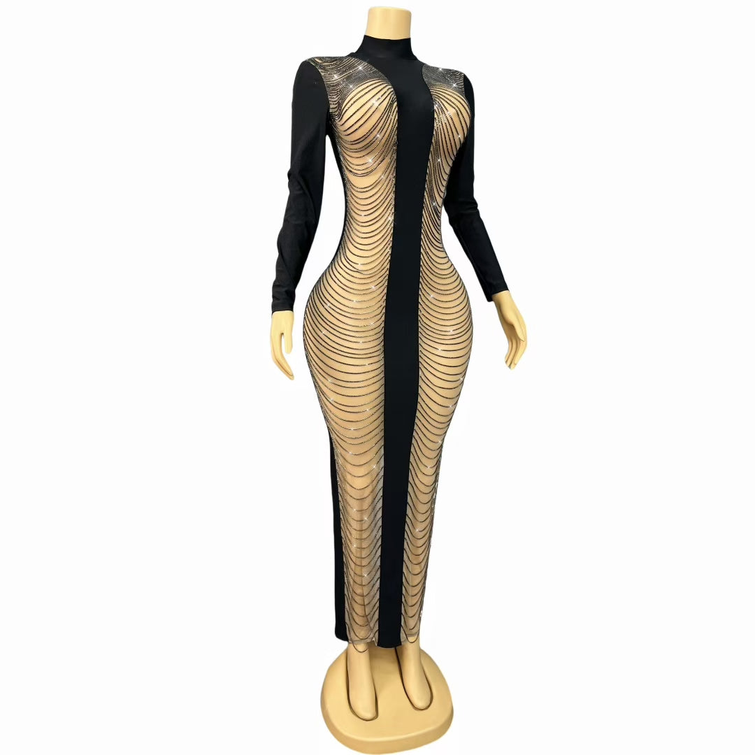 CELESINYI Heiliantiao Crystal Chain Gown