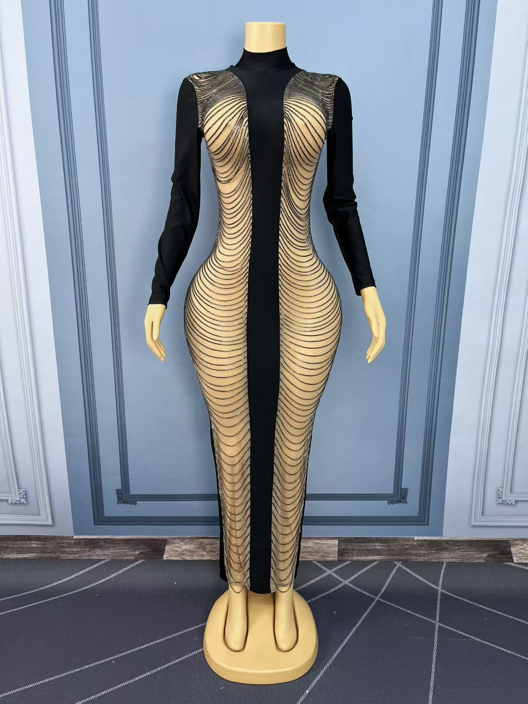CELESINYI Heiliantiao Crystal Chain Gown