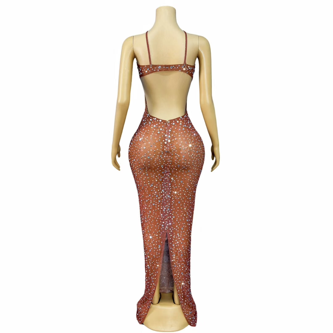CELESINYI Dadihong Crystal Copper Gown