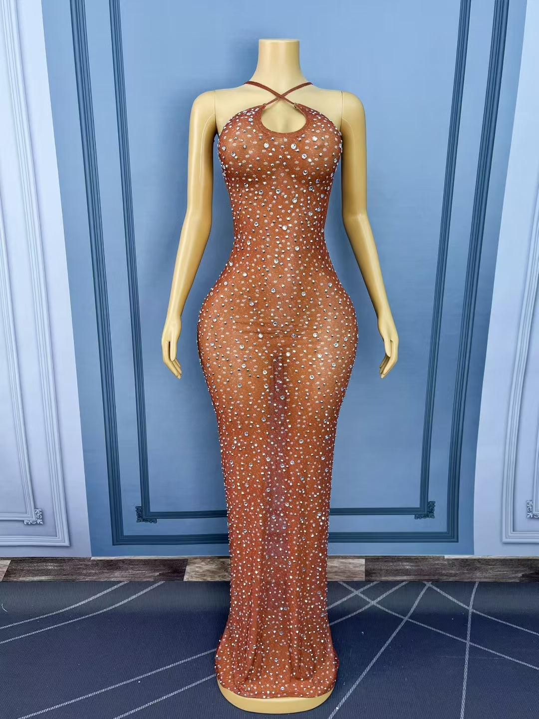 CELESINYI Dadihong Crystal Copper Gown