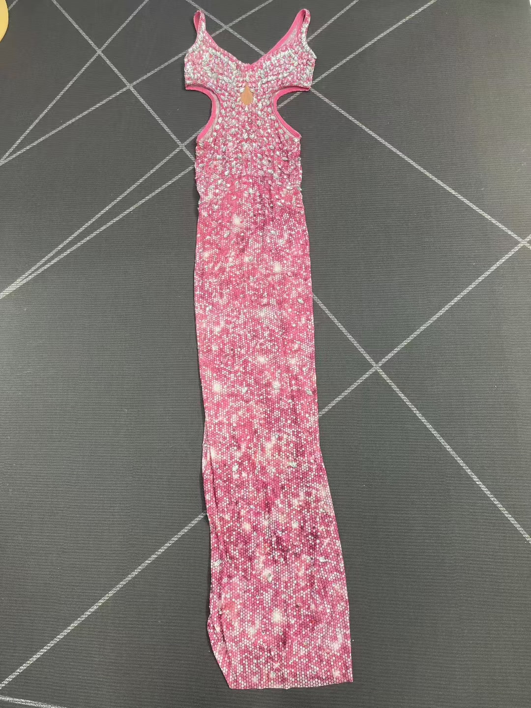 CELESINYI Huami Crystal Pink Mermaid Gown
