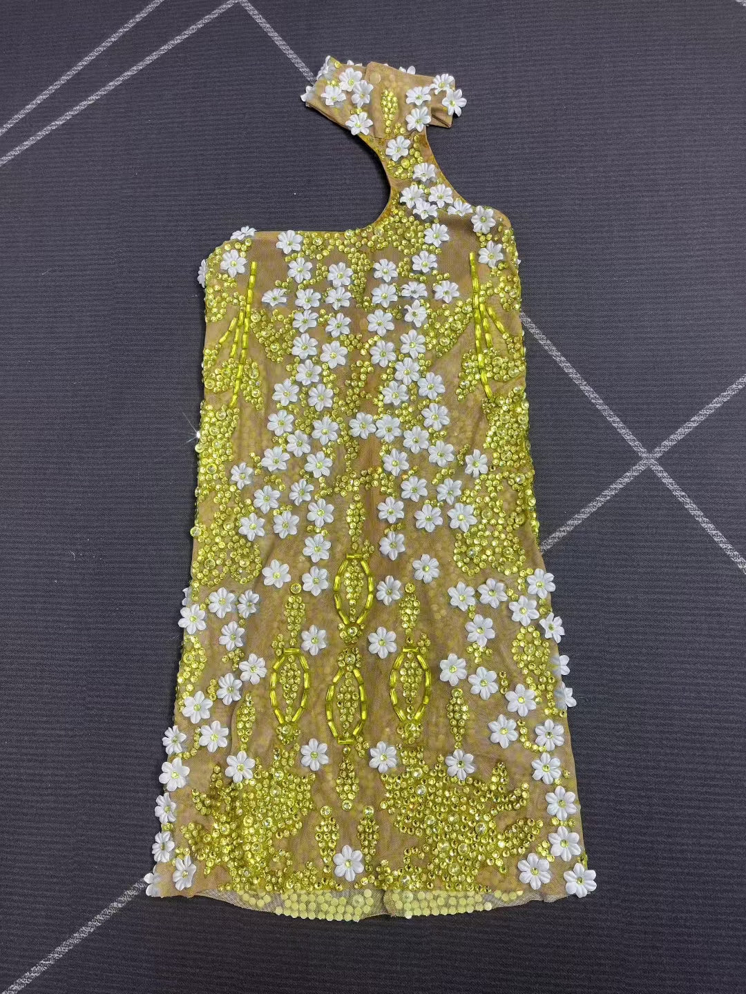 CELESINYI Jinyinhua Crystal Honey Mini Dress