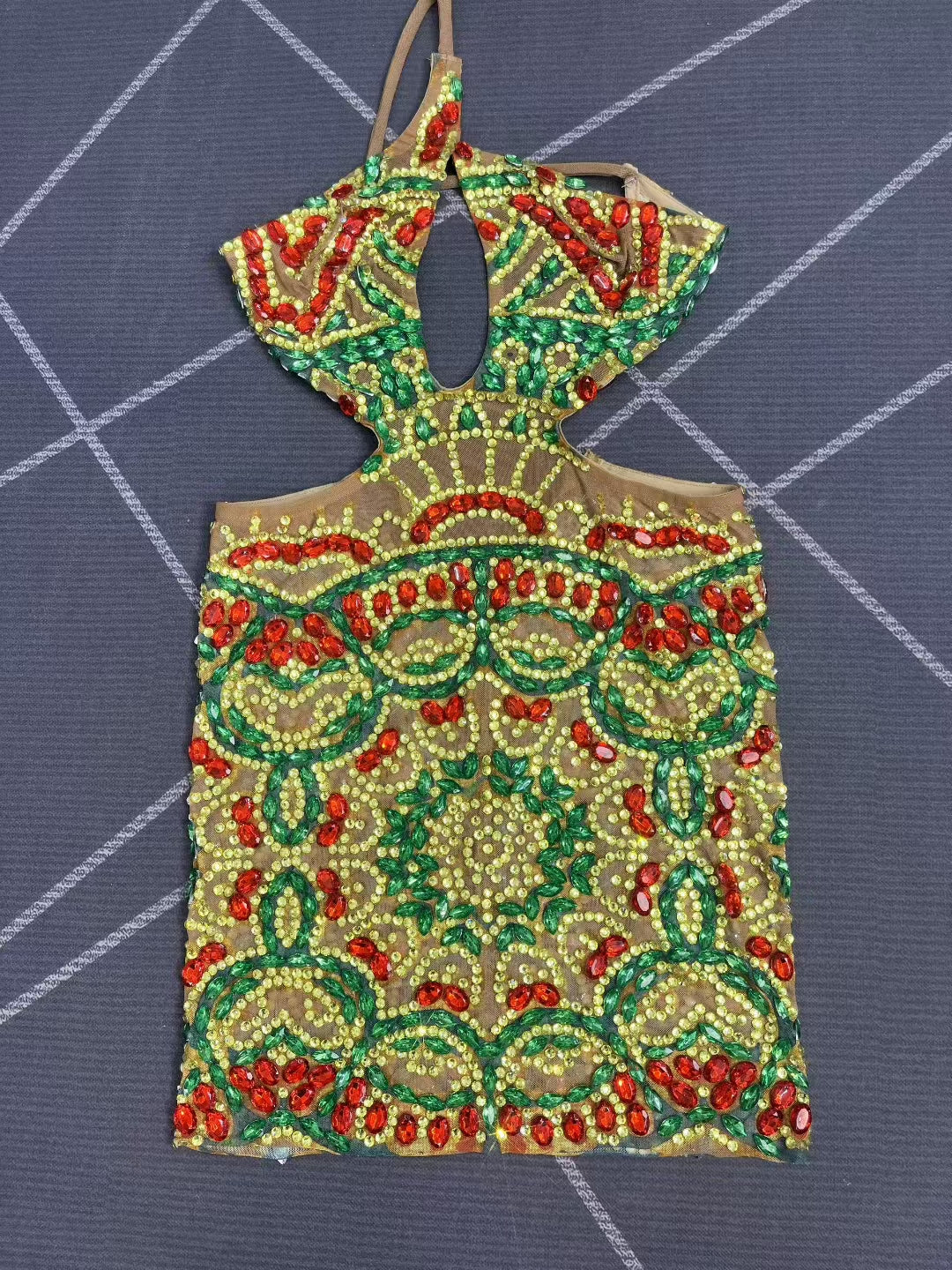 CELESINYI Aiji Crystal Egypt Mini Dress