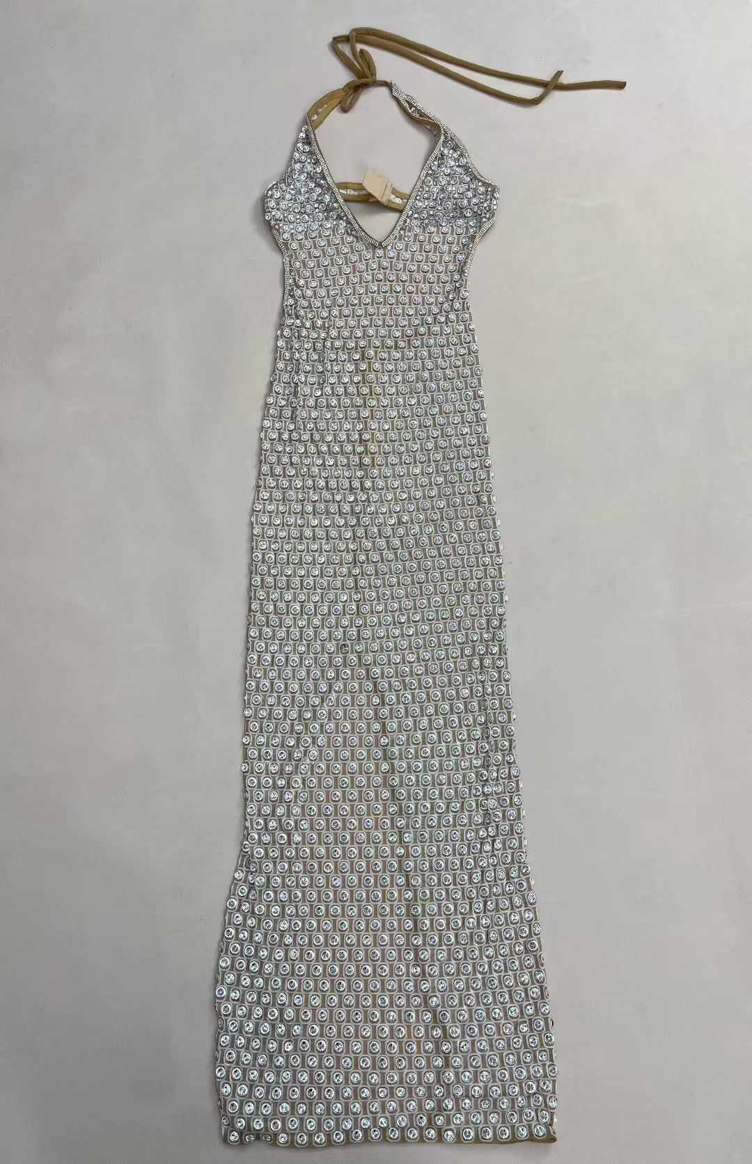 CELESINYI Pailian Crystal Grid Gown