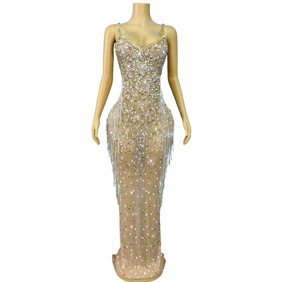 CELESINYI Xingqi Crystal Gold Gown