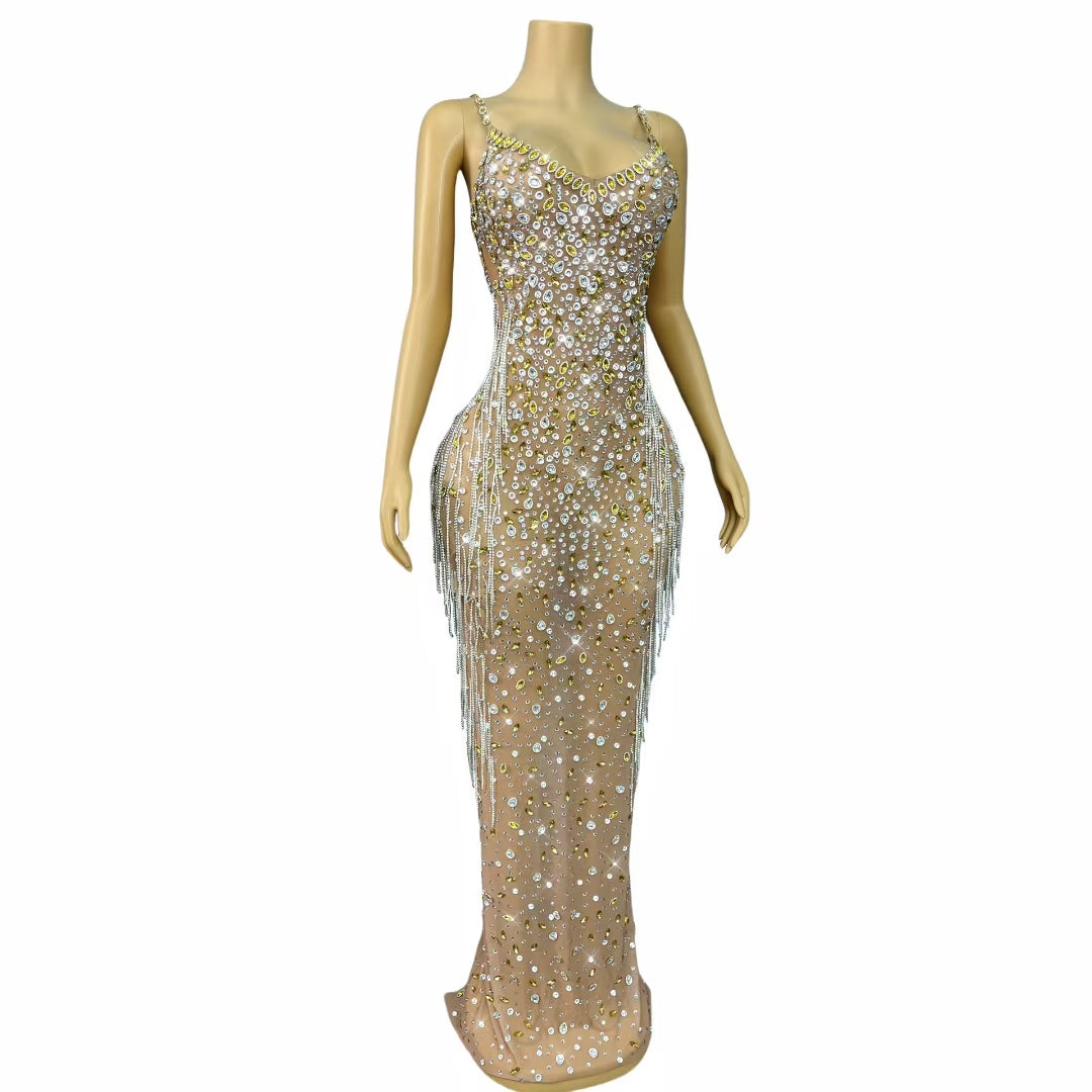 CELESINYI Xingqi Crystal Gold Gown