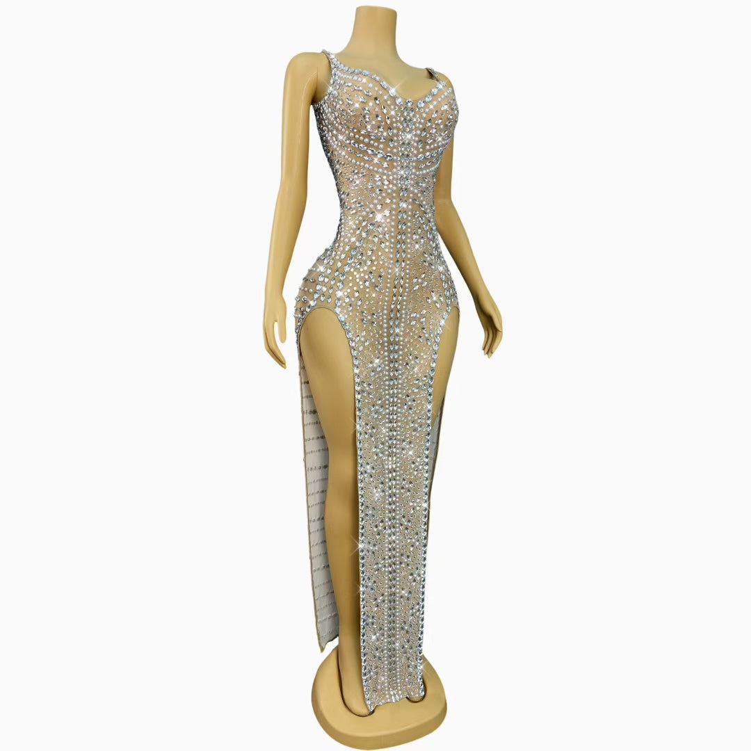 CELESINYI Shuangkai Crystal Double Slit Gown