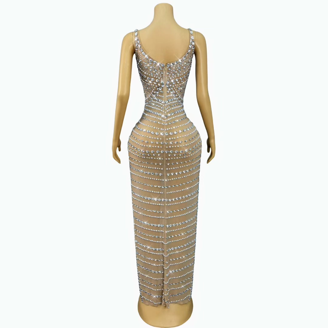 CELESINYI Shuangkai Crystal Double Slit Gown