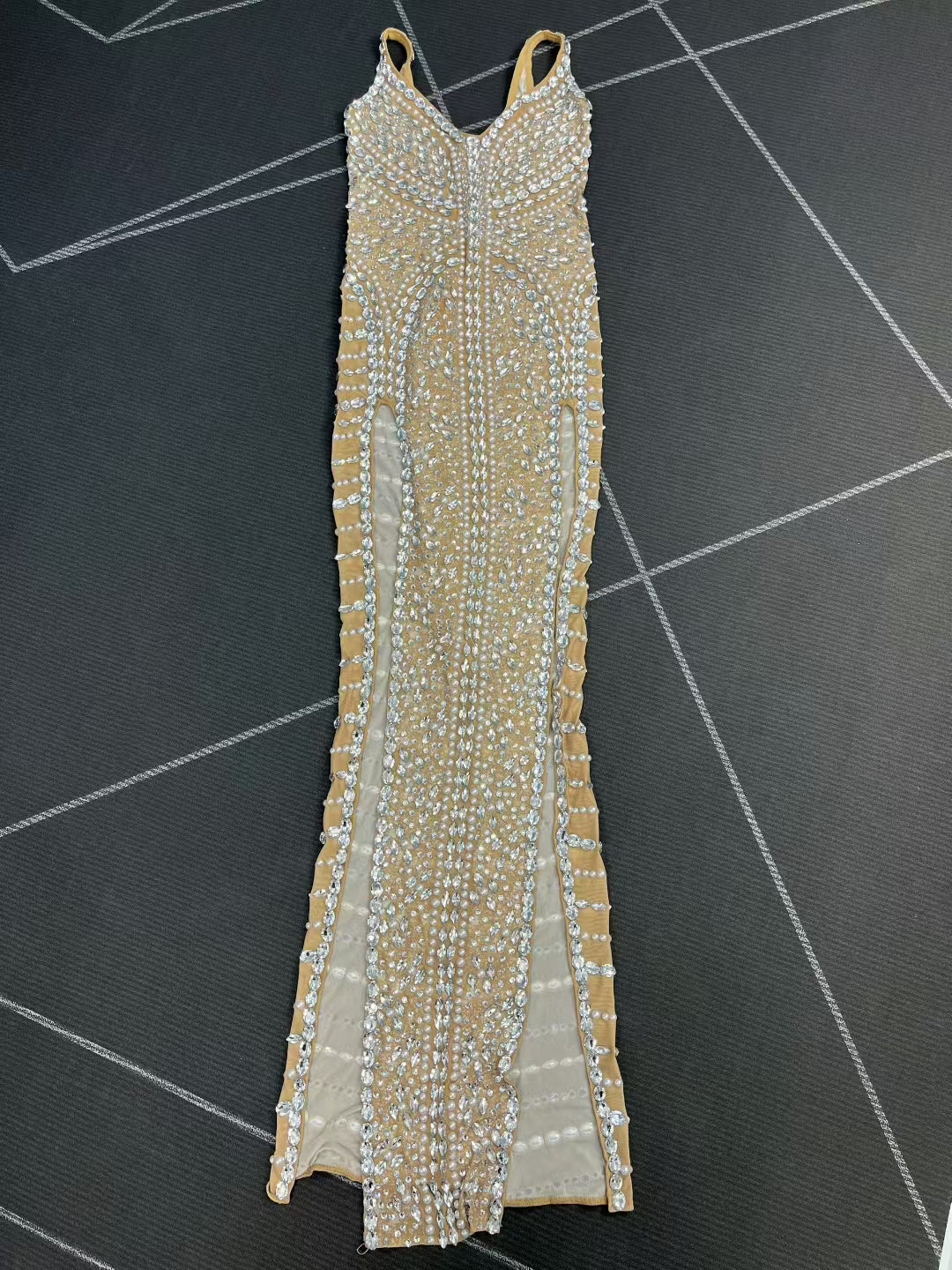 CELESINYI Shuangkai Crystal Double Slit Gown