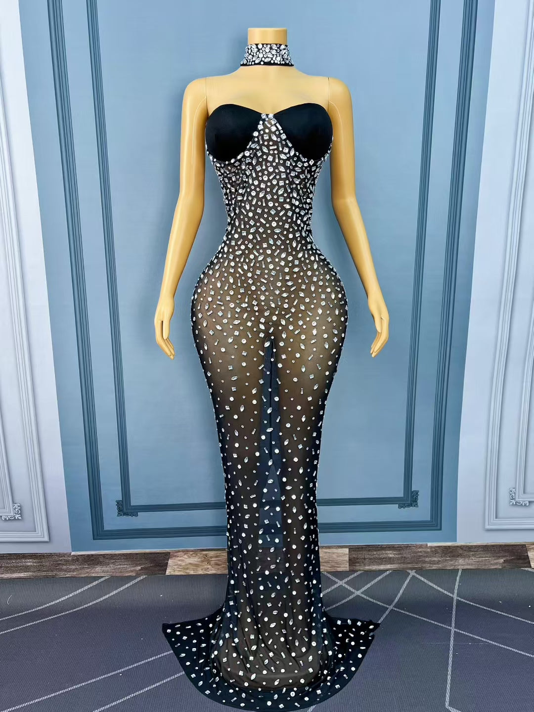 CELESINYI Xiongwuzuan Crystal Necklace Gown