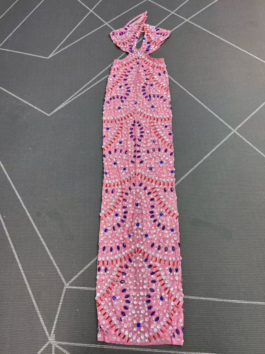 CELESINYI Gaolufen Crystal Pink Mini Dress