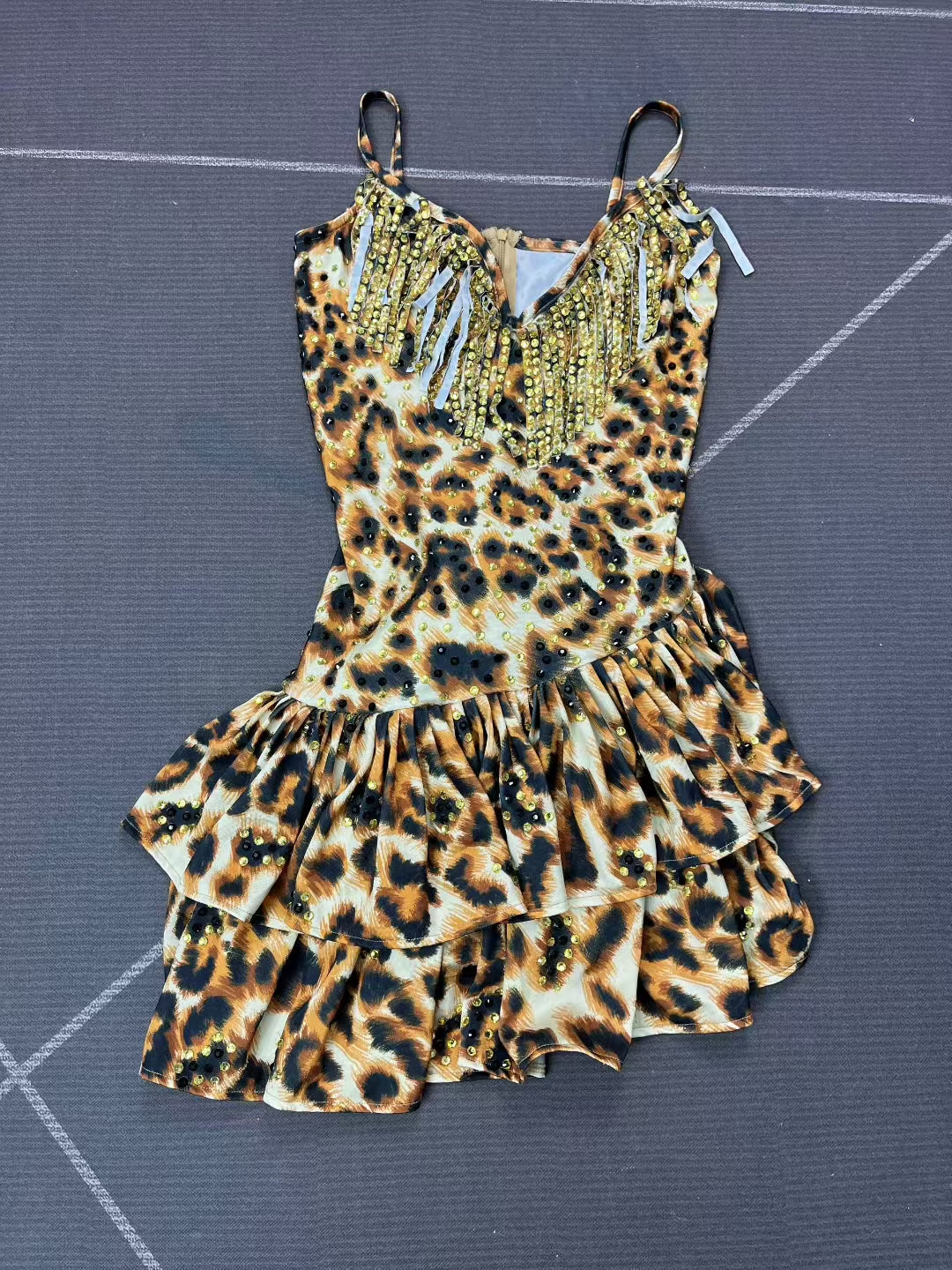 CELESINYI Qiancengbao Crystal Leopard Mini Dress
