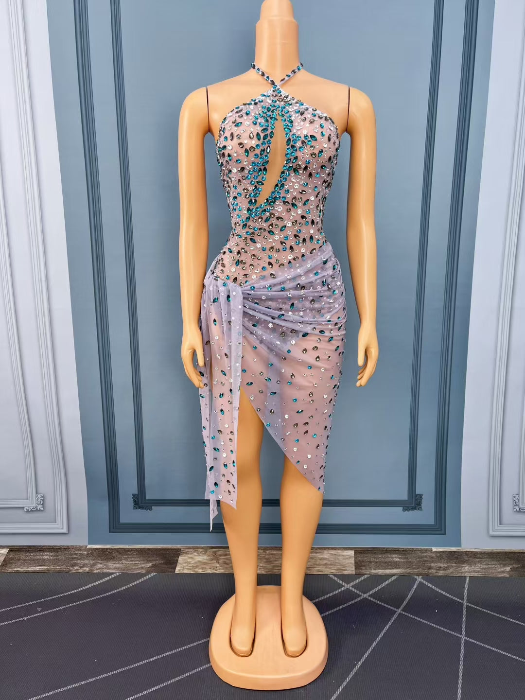 CELESINYI Lvpao Crystal Jade Gown
