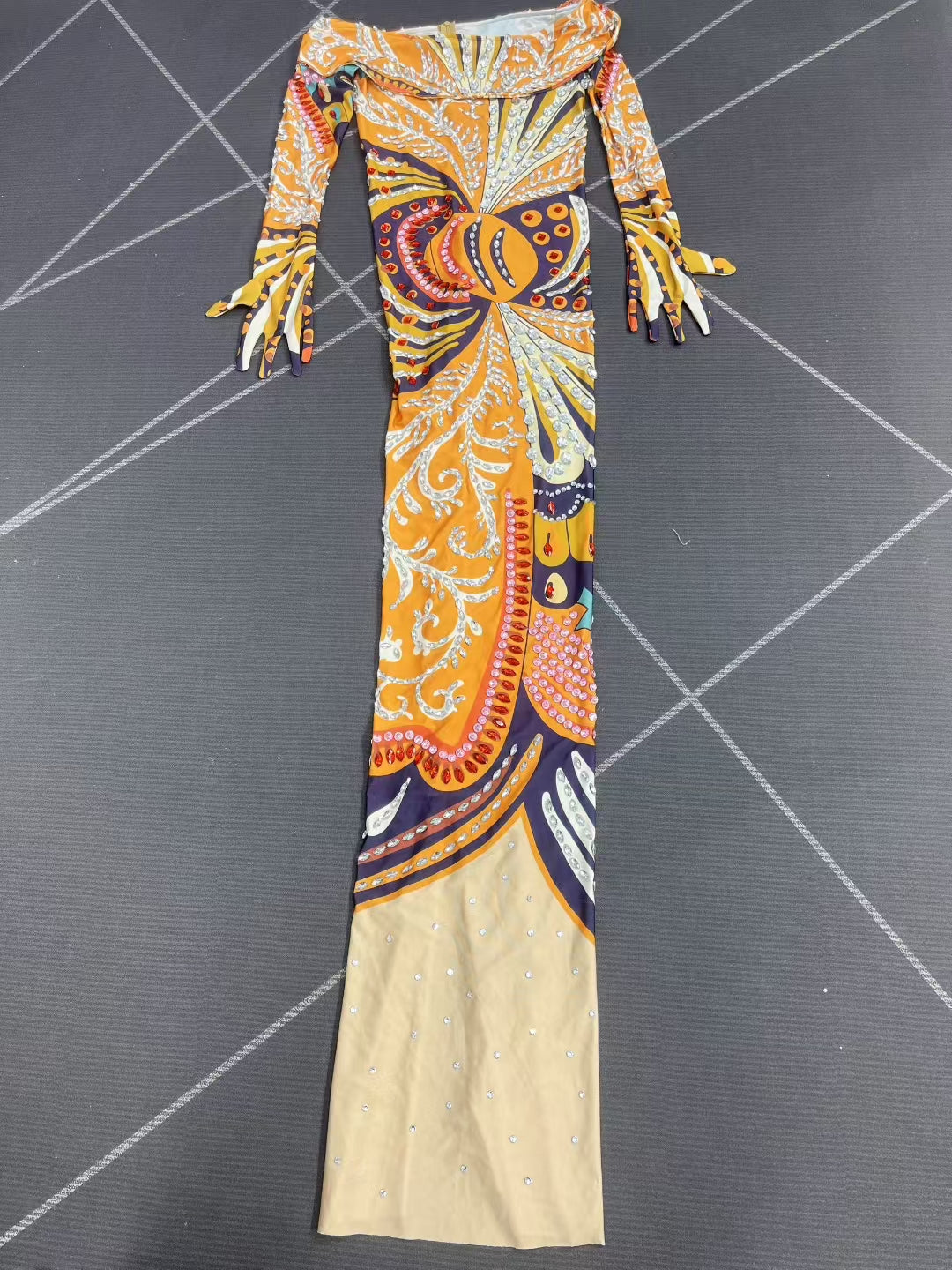CELESINYI Fenghuangcaixia Crystal Print Mini Dress