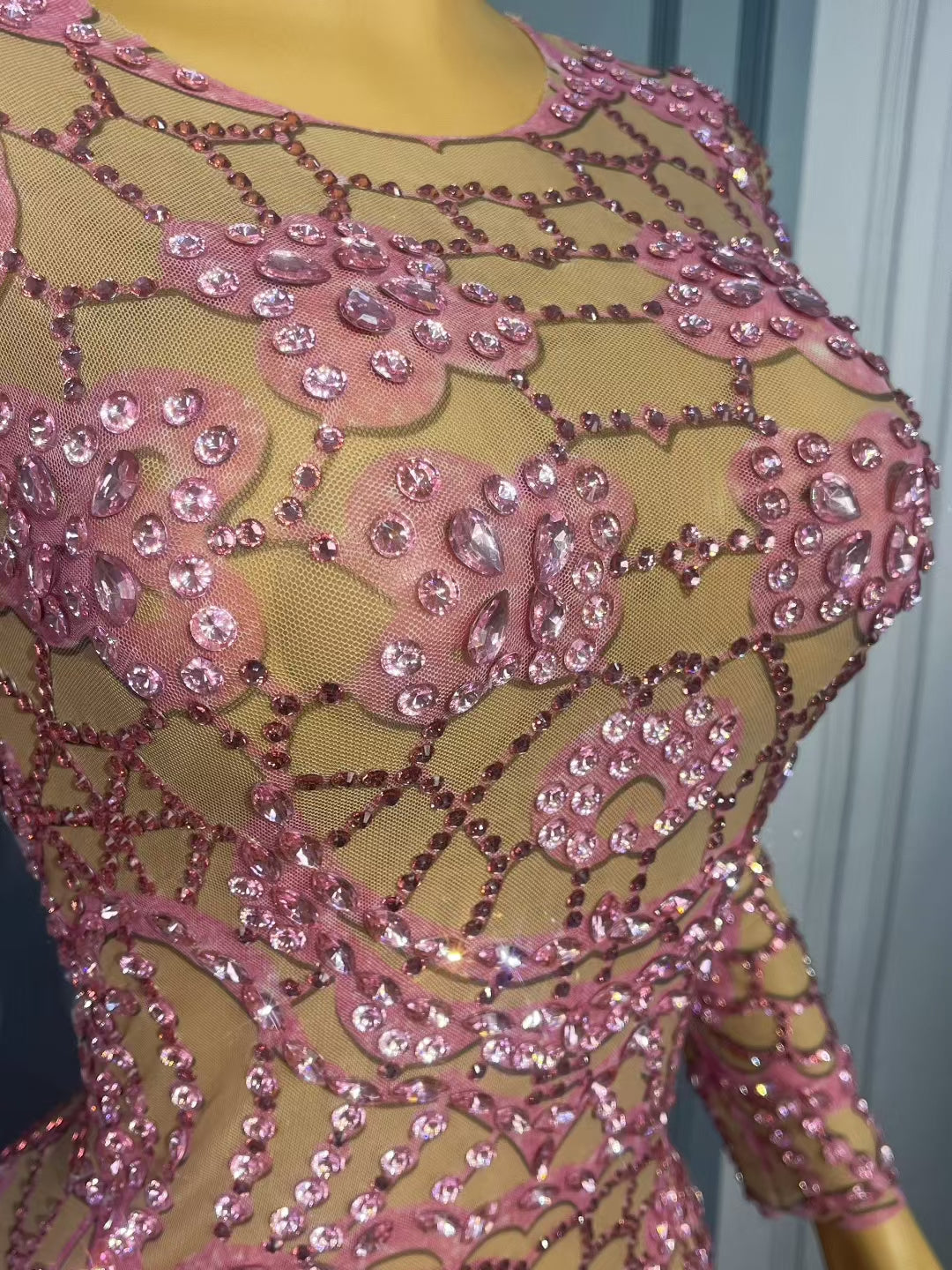 CELESINYI Huazhuwang Crystal Web Mini Dress