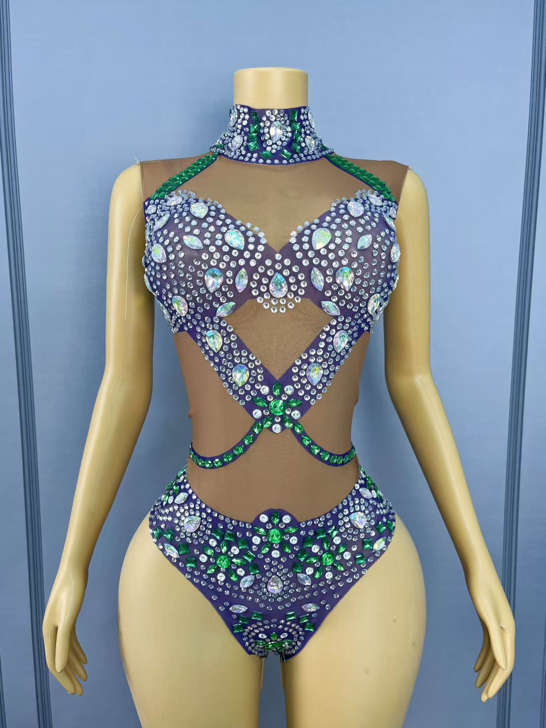 CELESINYI Yaoji Crystal Purple Bodysuit