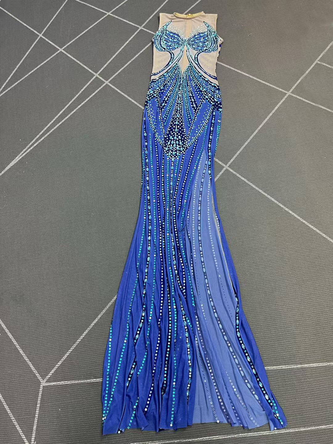 CELESINYI Lanjingling Crystal Butterfly Mermaid Gown