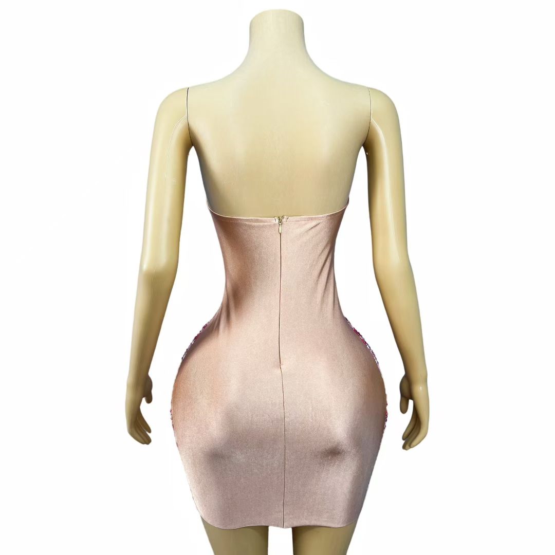 CELESINYI Xinghua Crystal Wave Mini Dress