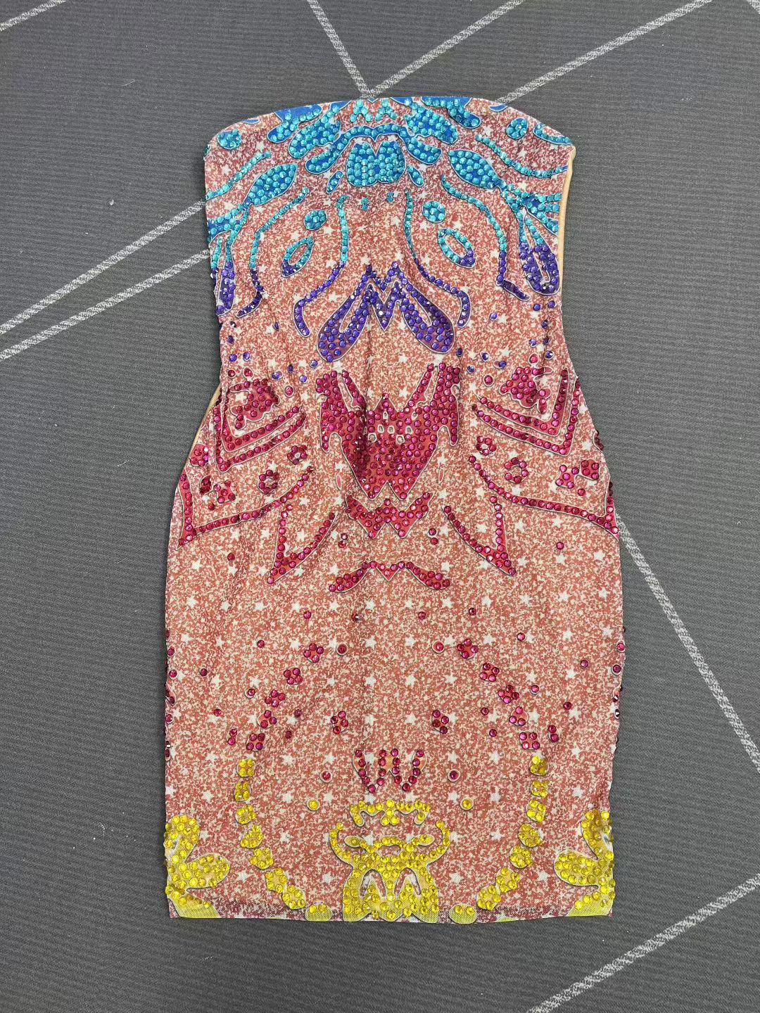 CELESINYI Xinghua Crystal Wave Mini Dress