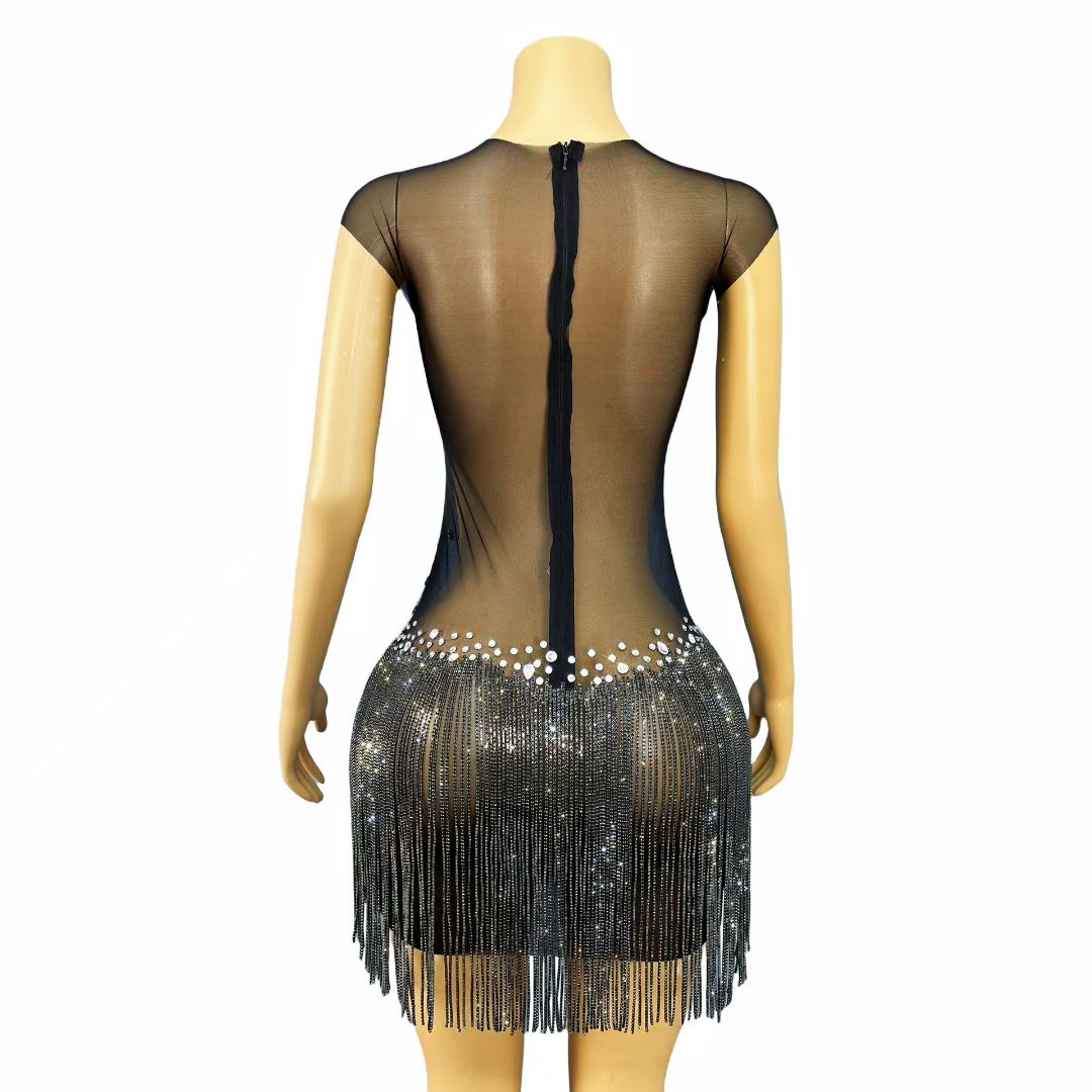 CELESINYI Anyemeiying Crystal Pearl Mini Dress