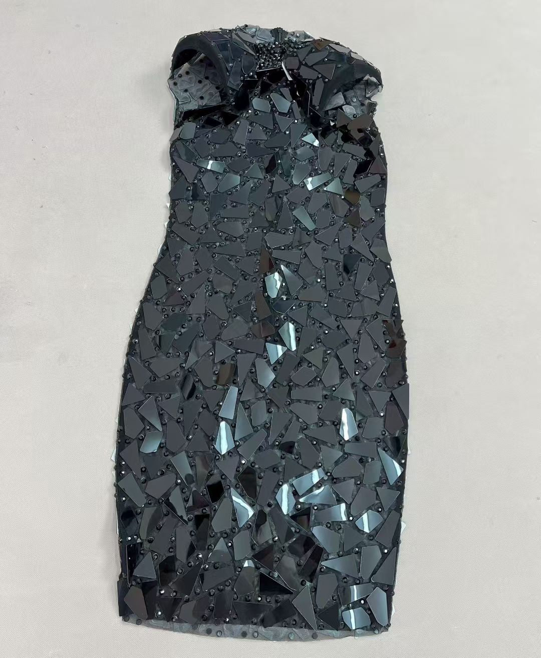 CELESINYI Heimeng Crystal Mirror Mini Dress