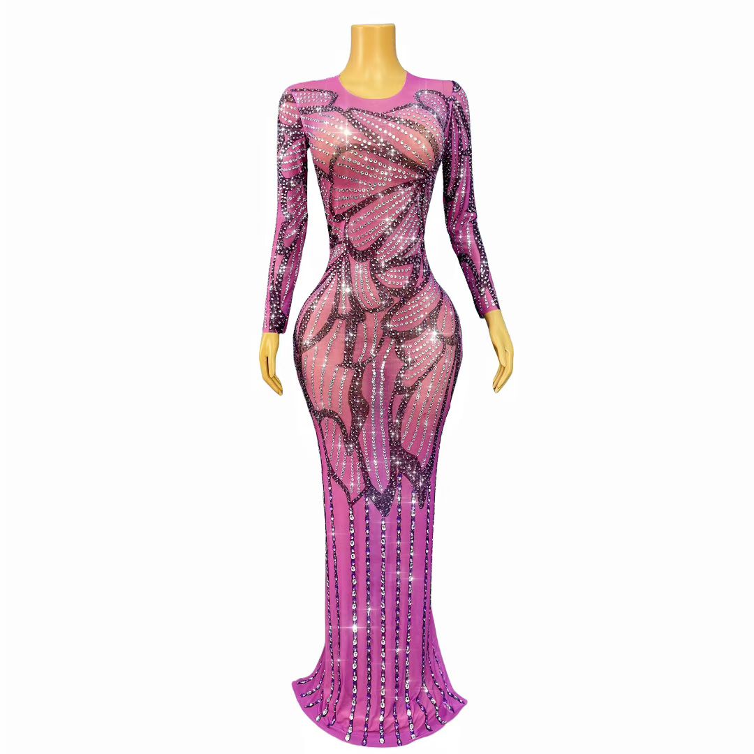 CELESINYI Ziban Crystal Butterfly Gown