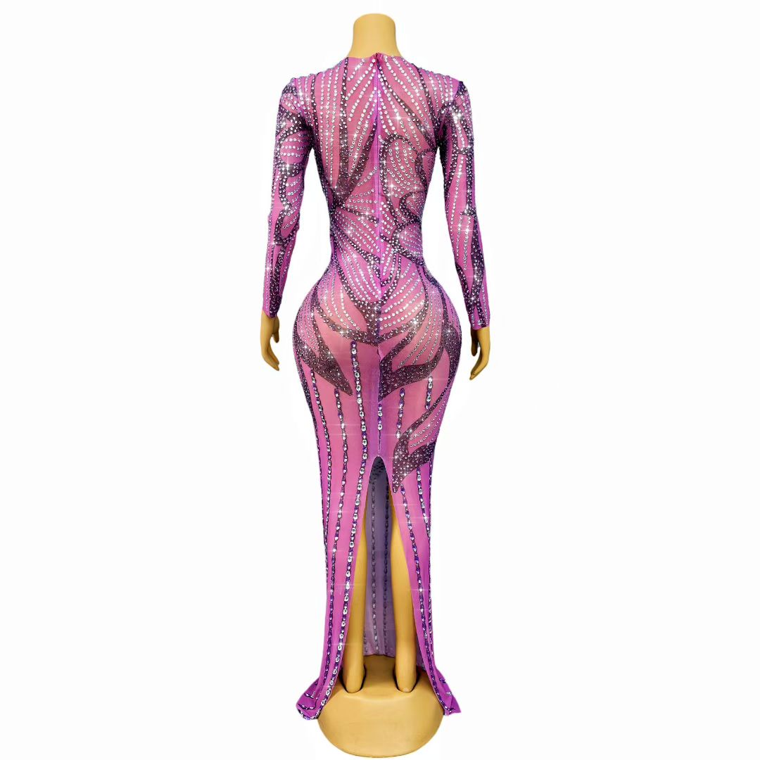 CELESINYI Ziban Crystal Butterfly Gown