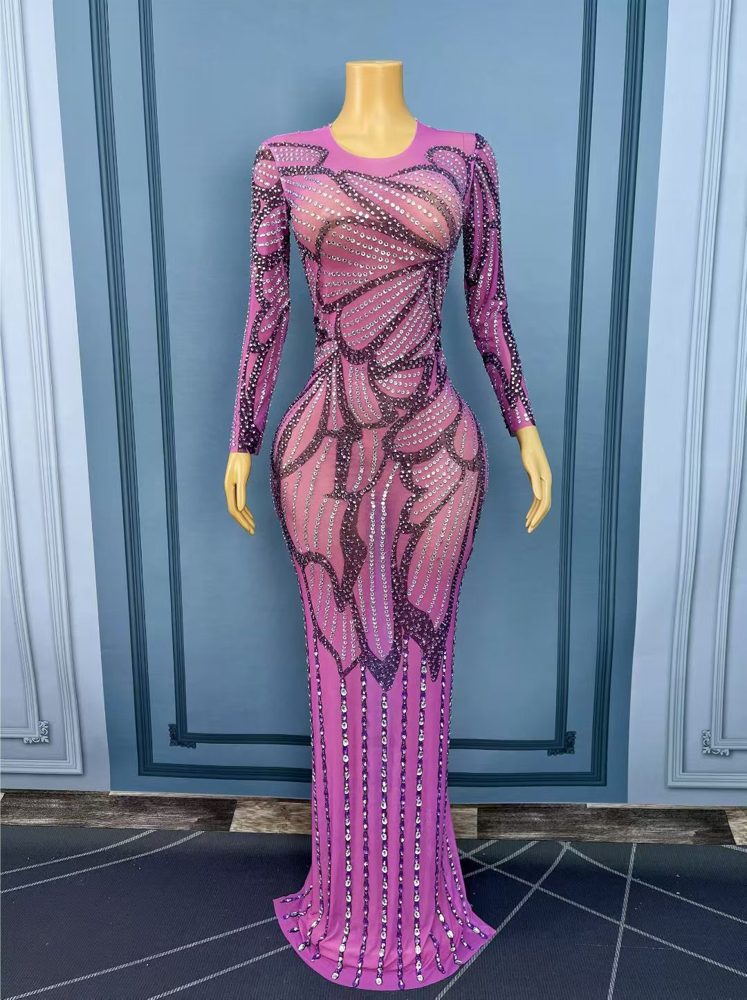 CELESINYI Ziban Crystal Butterfly Gown