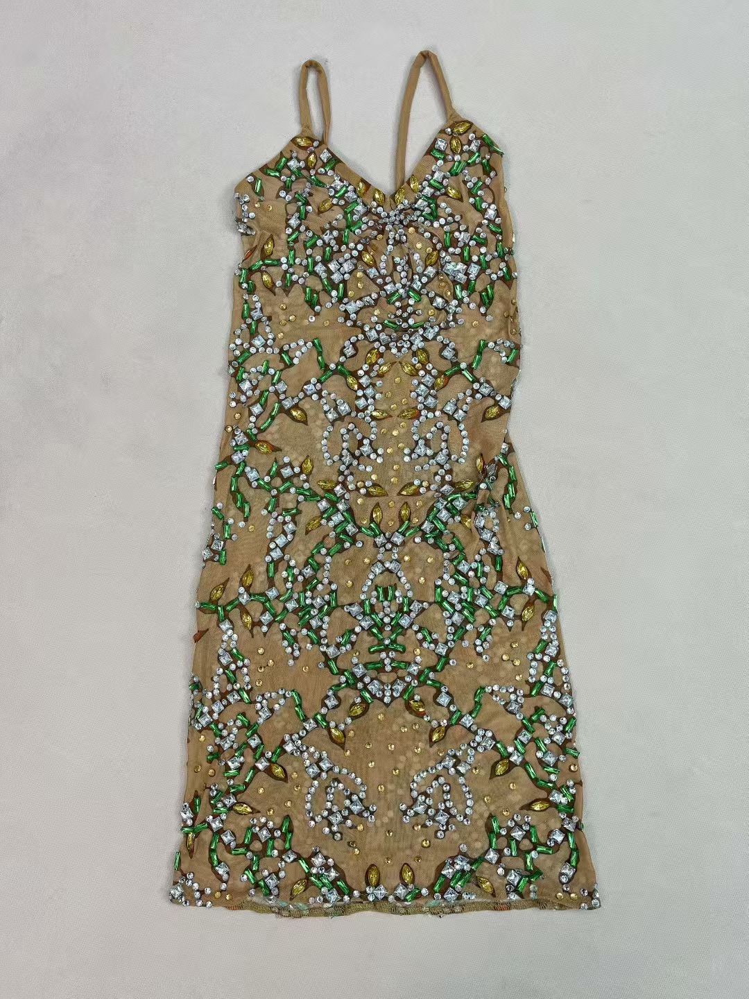 CELESINYI Shushao Crystal Vine Mini Dress