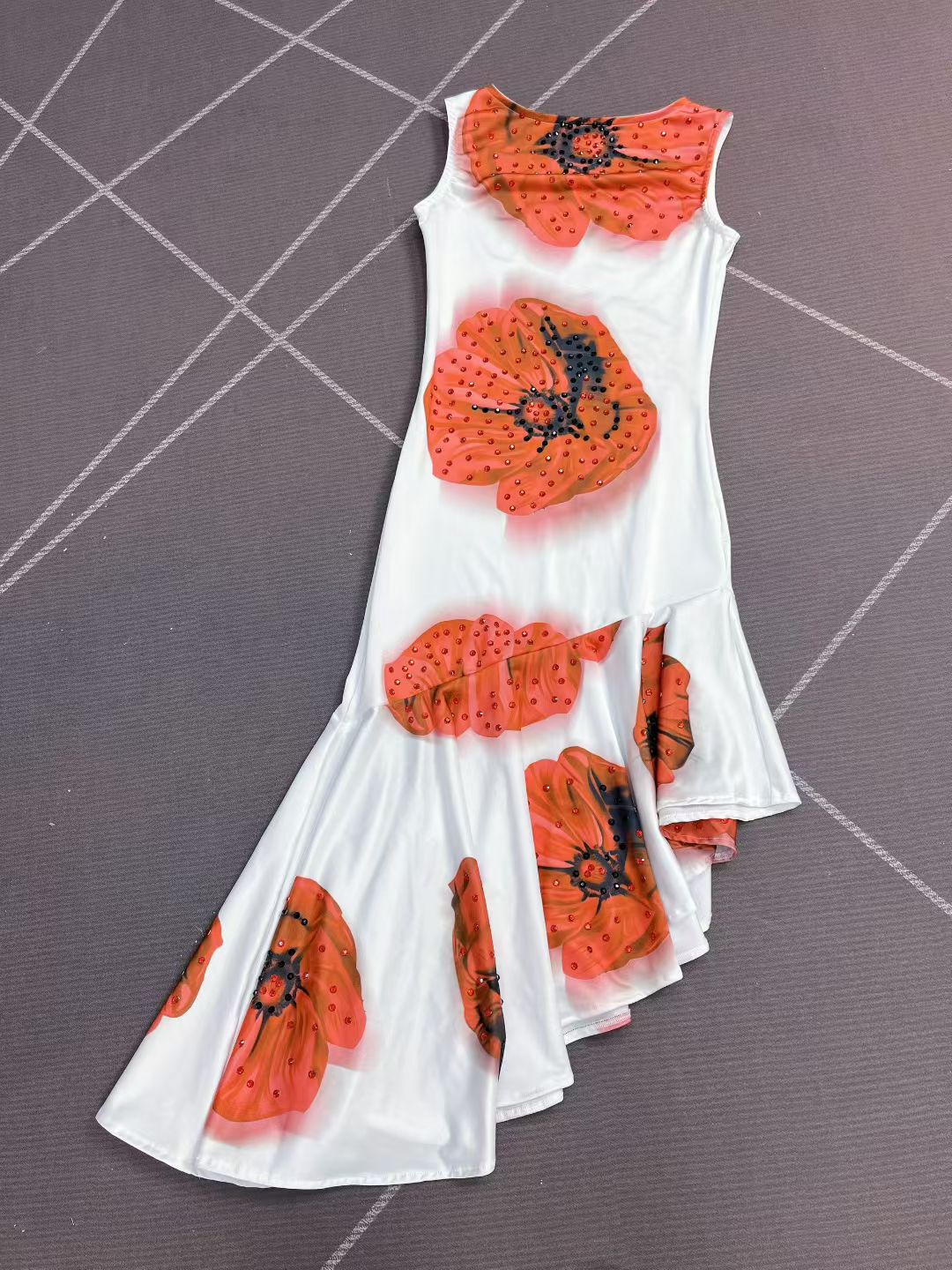 CELESINYI Huakai Crystal Poppy Mini Dress