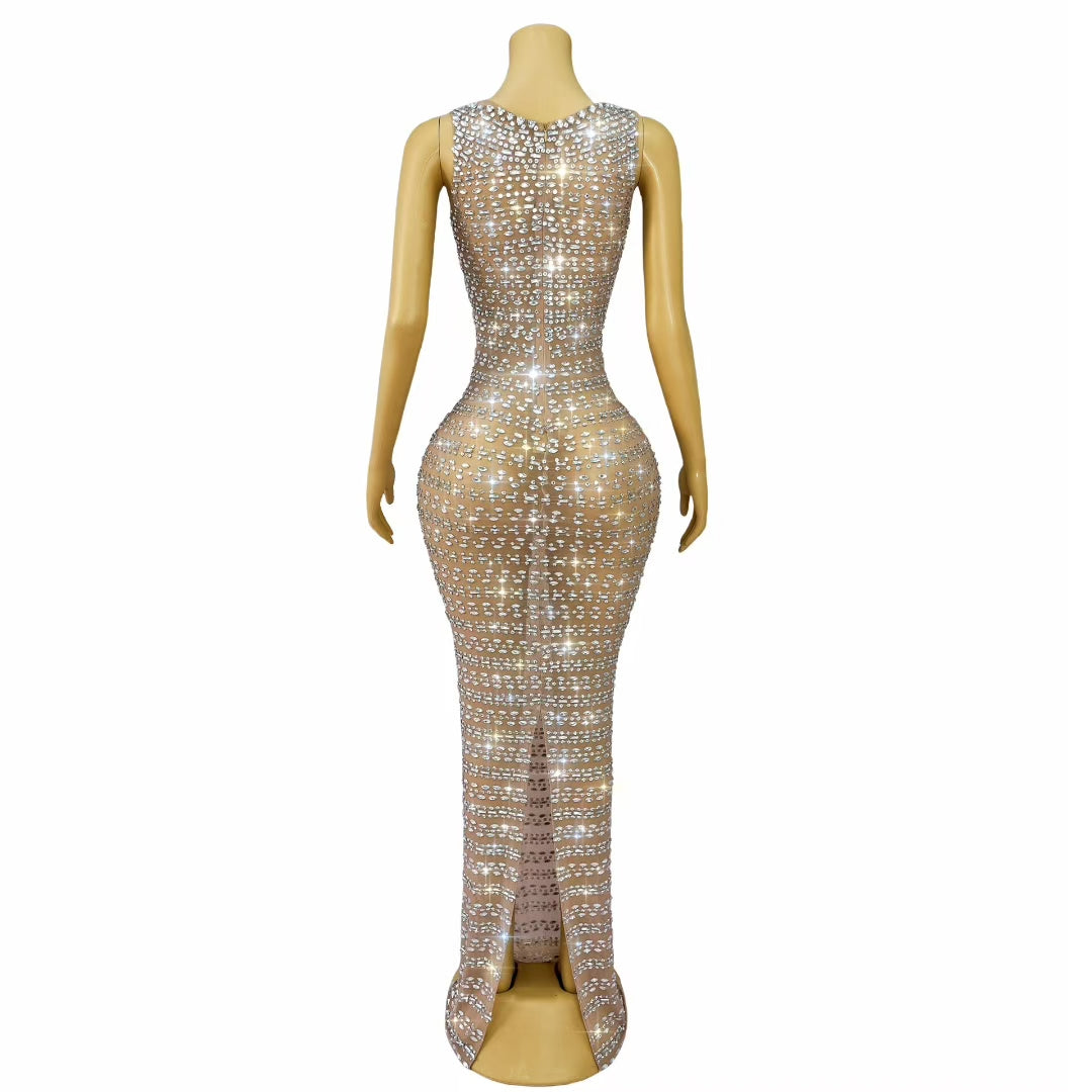 CELESINYI Gangsiqiu Crystal Silver Line Gown