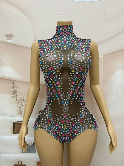 Tangwucai Colorful Diamonds Bodysuits