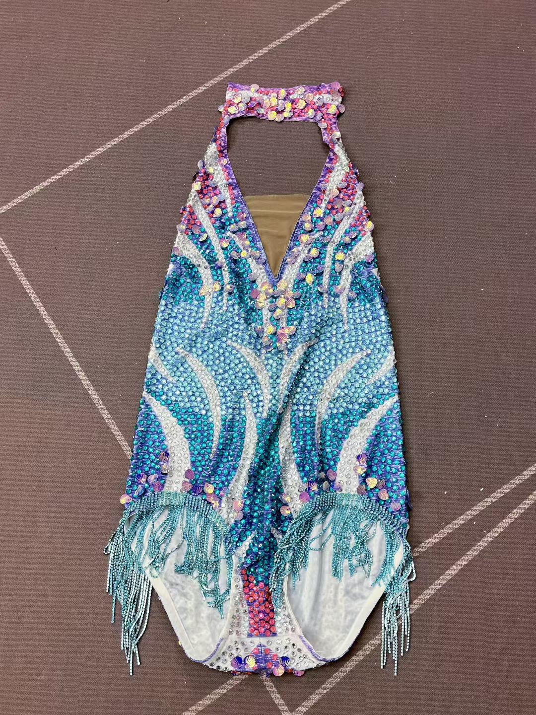 Xingyueye Hollow-out Suspender Sequin Diamond Chain Bodysuits