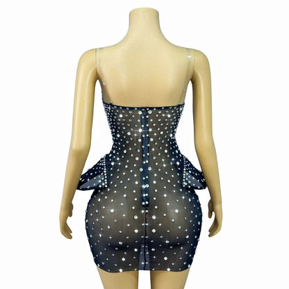 Oumijia Hollow-out Diamonds Off-shoulder Dress