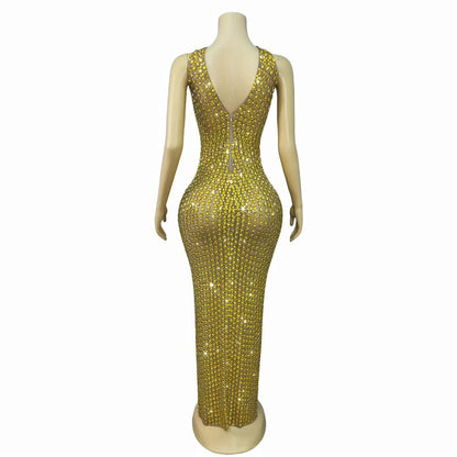 Liusixian Gold Diamonds Long Party Dresses