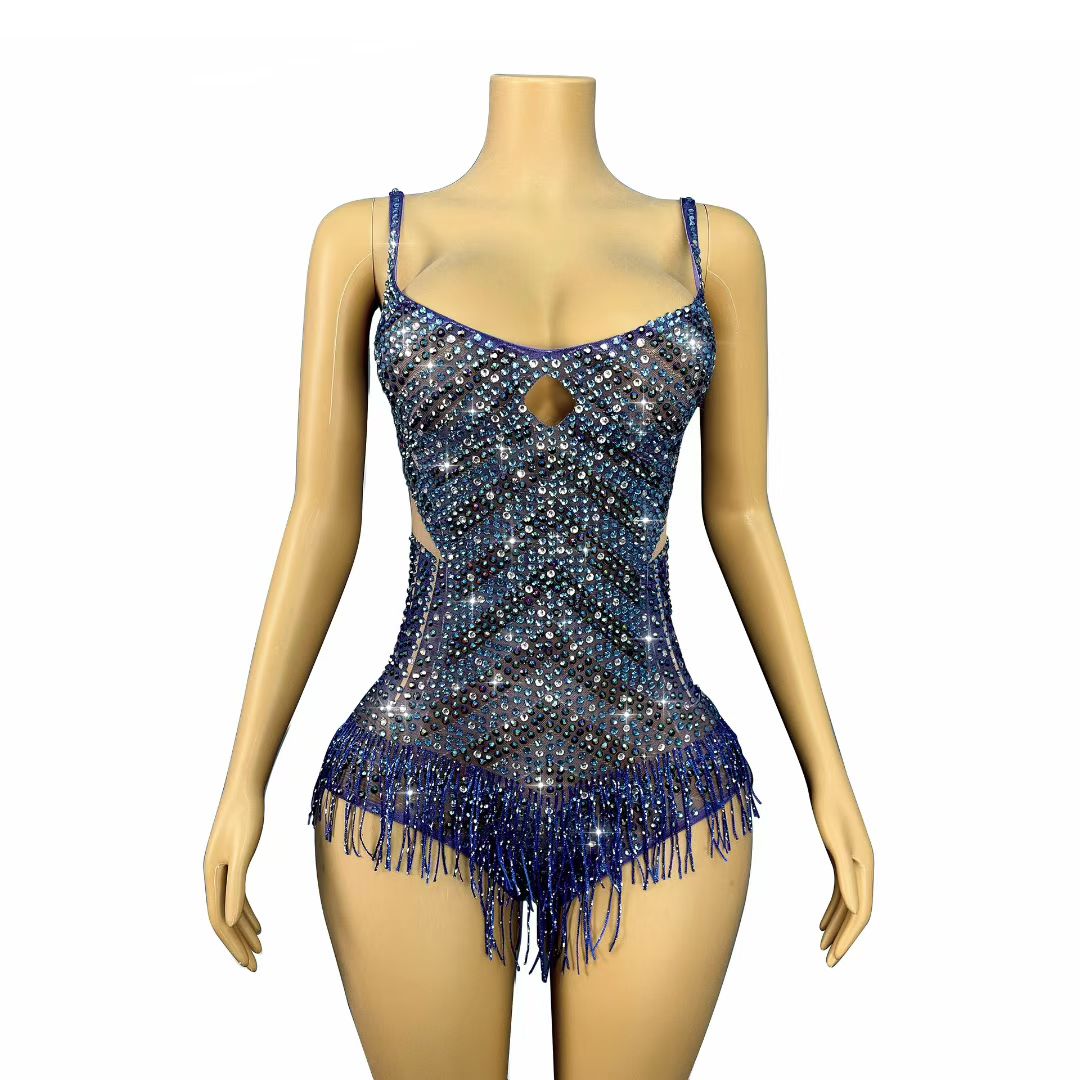 CELESINYI Lanliuxing Crystal Meteor Mini Dress