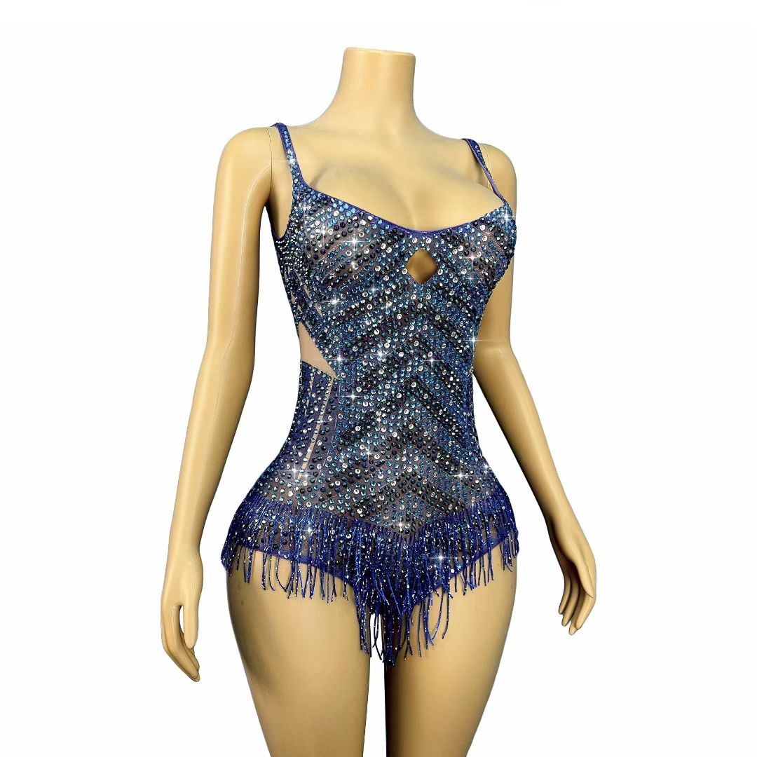CELESINYI Lanliuxing Crystal Meteor Mini Dress