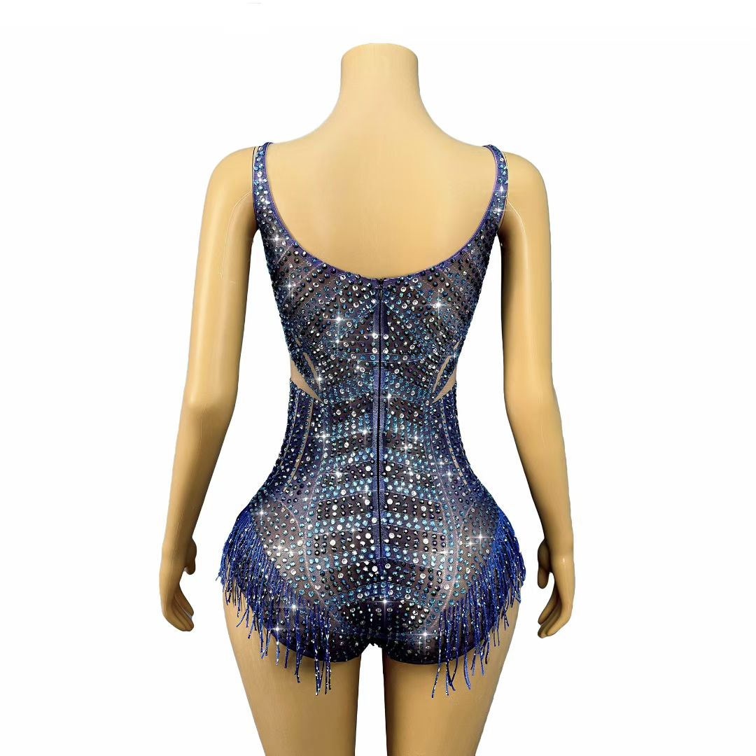 CELESINYI Lanliuxing Crystal Meteor Mini Dress