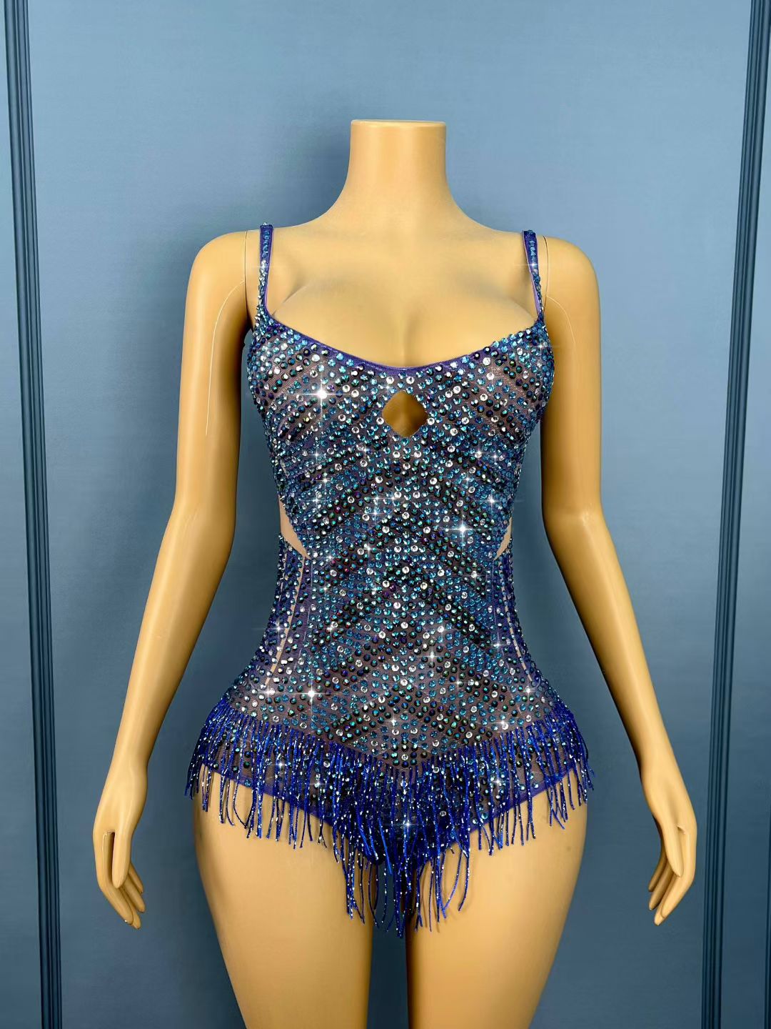 CELESINYI Lanliuxing Crystal Meteor Mini Dress