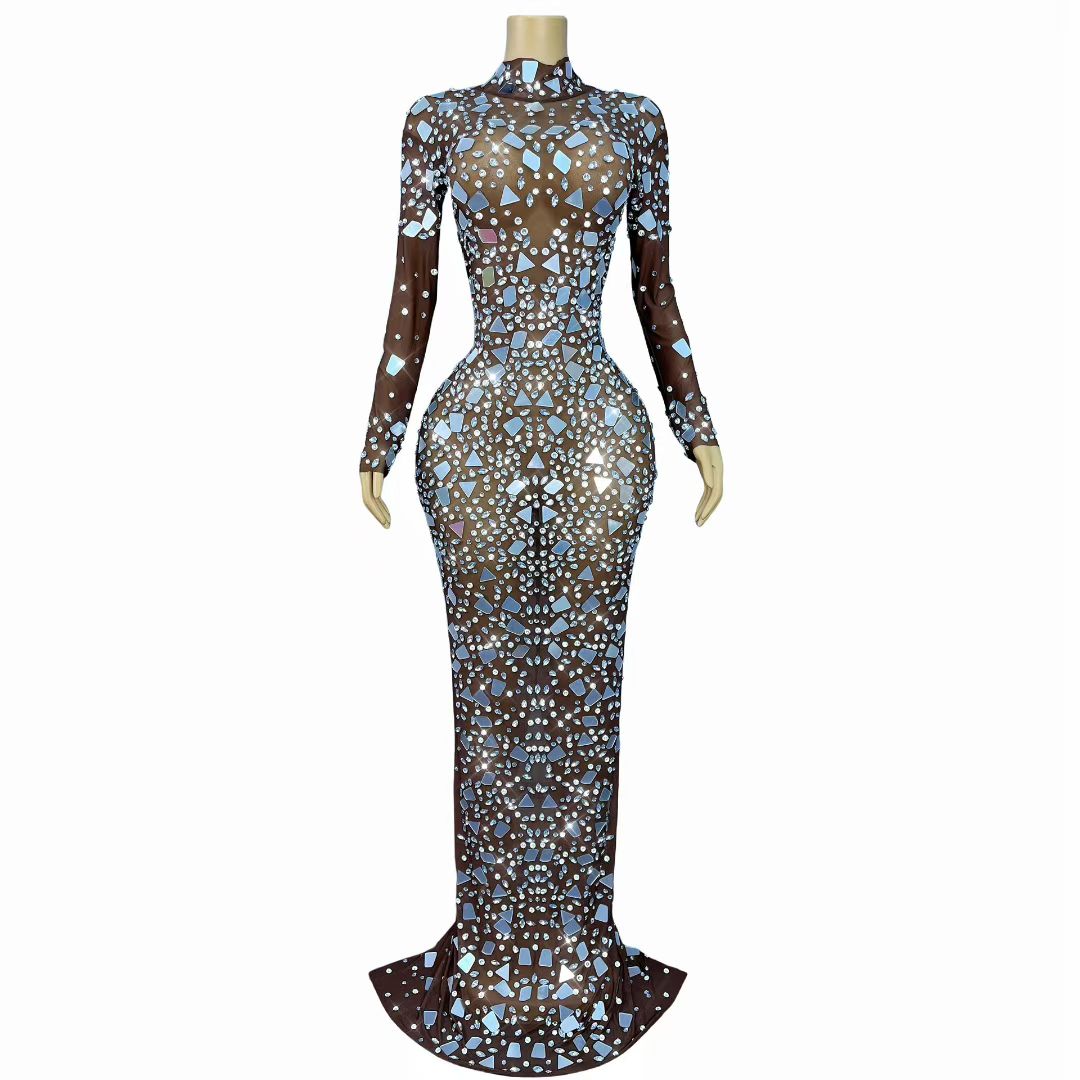 CELESINYI Jingpian Crystal Deep Skin Mirror Gown