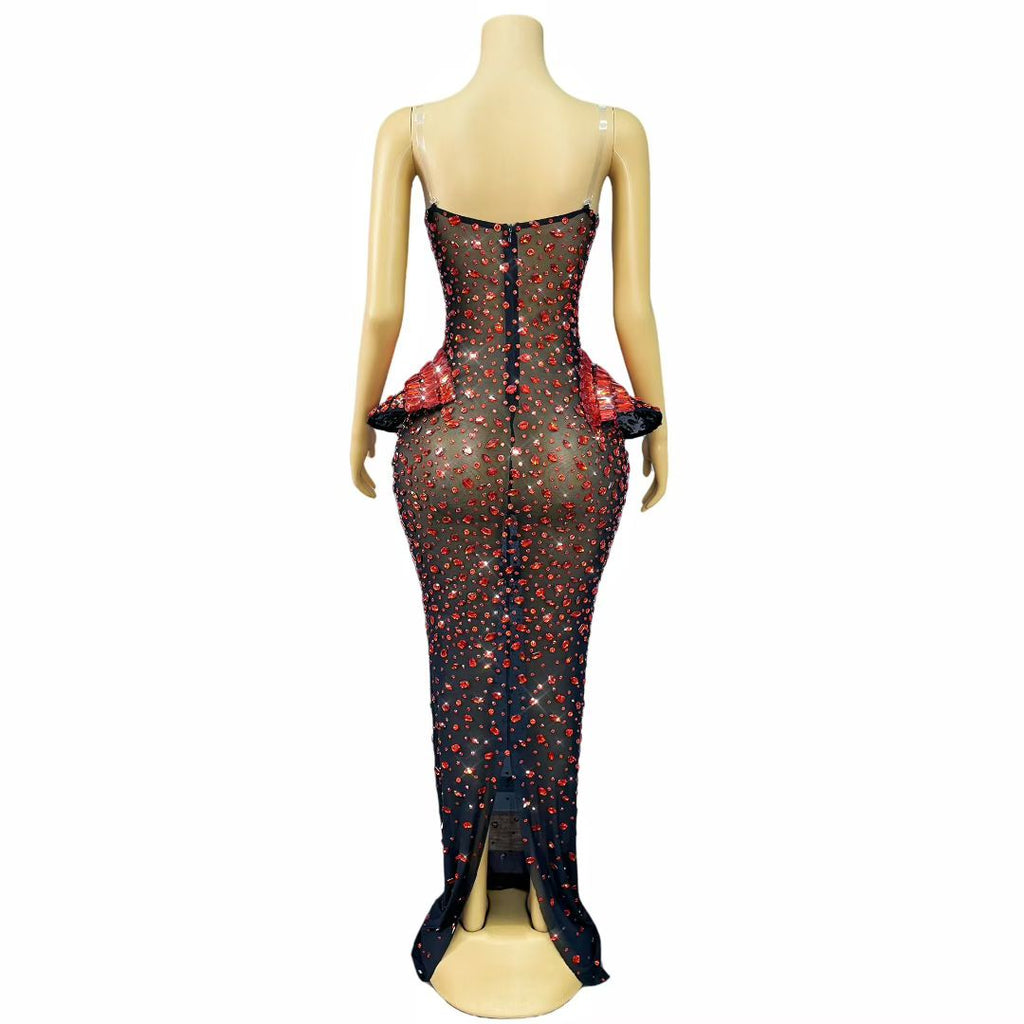 Hongguan Hollow-out Red Diamonds Long Prom Dresses